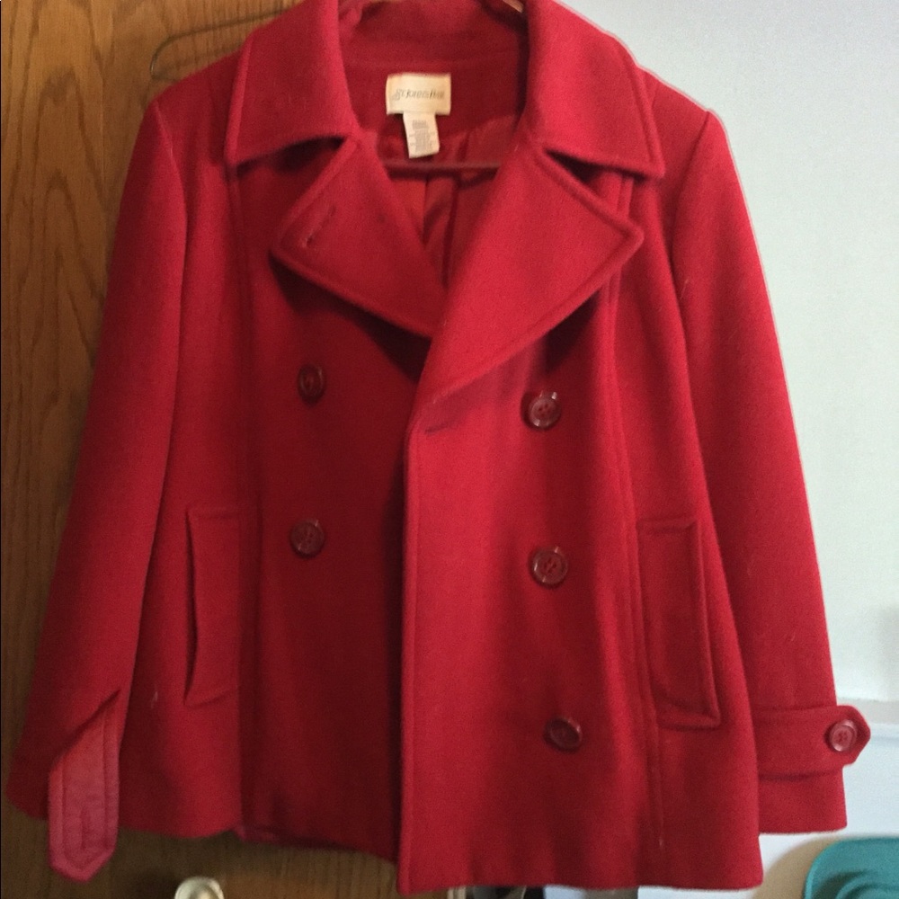 Stunning Crimson Red Peacoat- M Petite